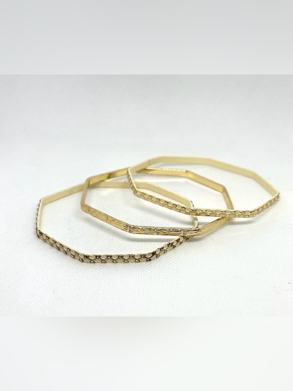 Hex appeal Gold Octagonal Stackable Bangle Bracelets - Set of 3